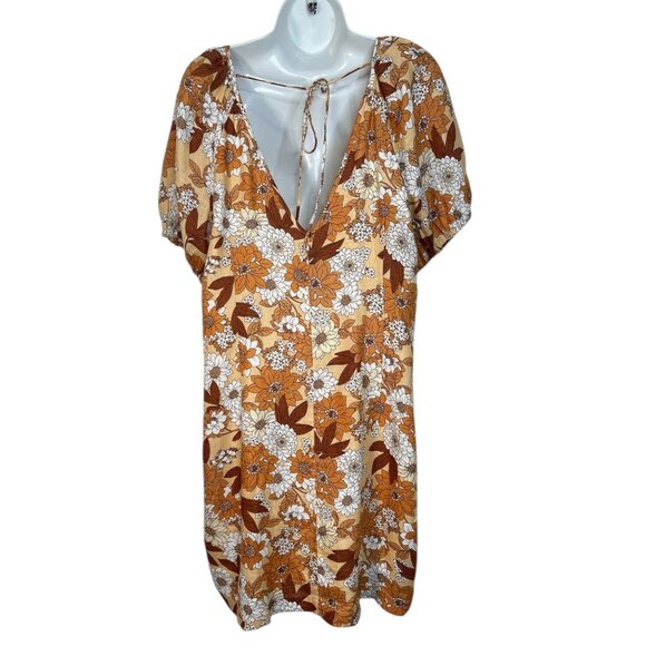 J Crew Zinnia Floral V-Back Linen Mini Dress Camel Brown size 12 NWT - Picture 11 of 15